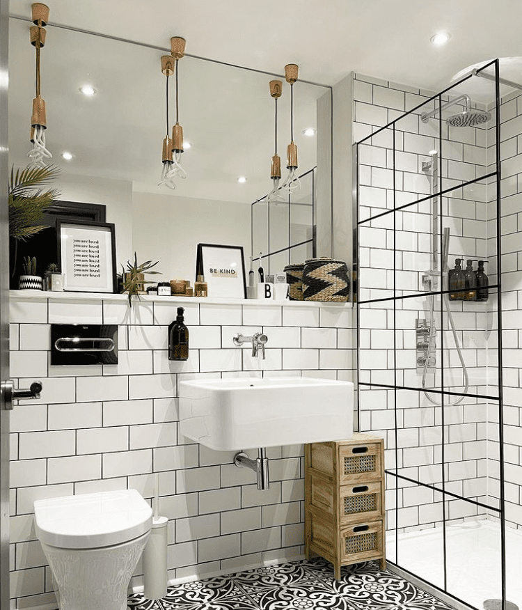 Salle de bain stylish noir et blanc