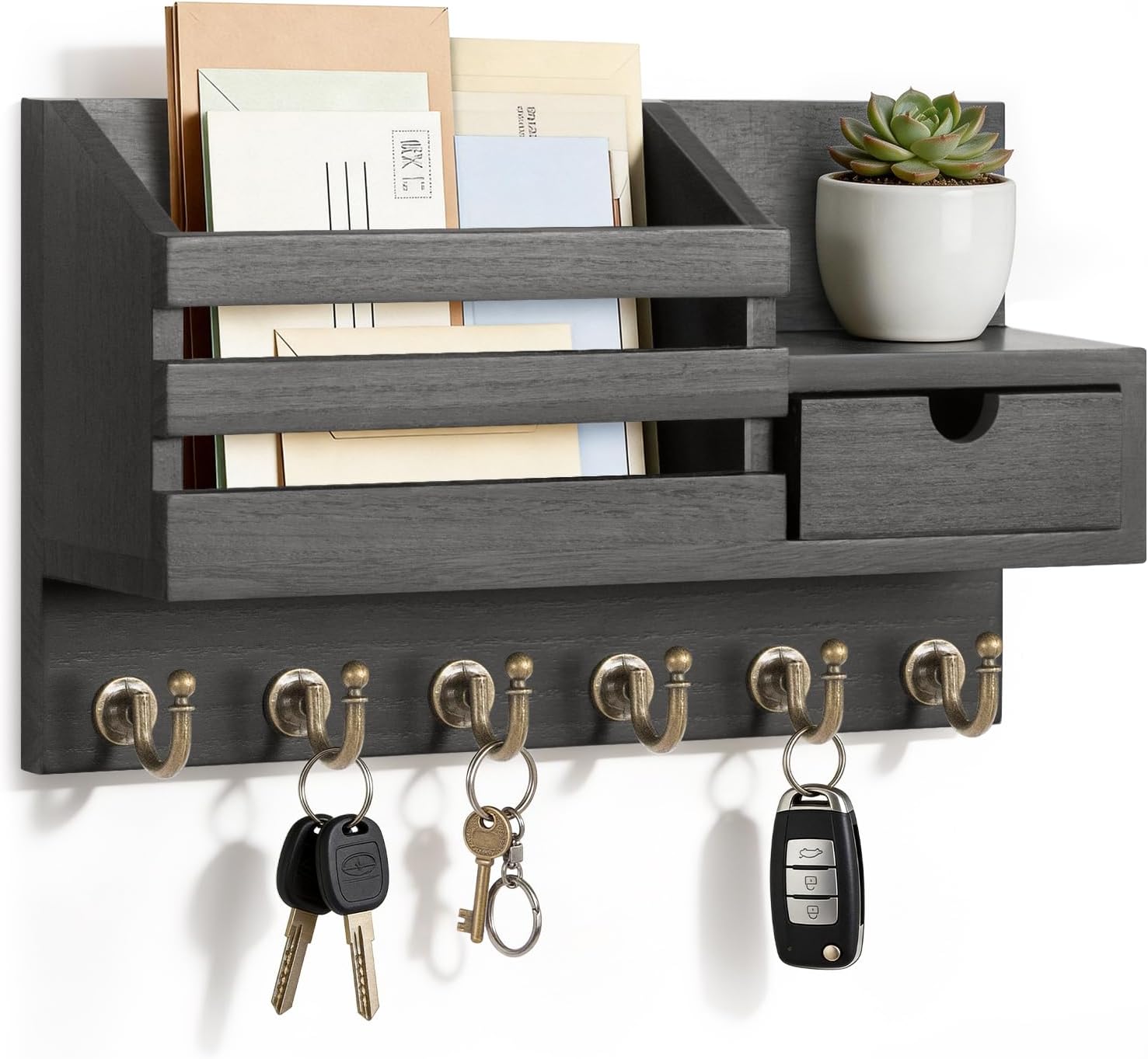 entryway organization aesthetic FifthQuarter key and mail holder wall mounted