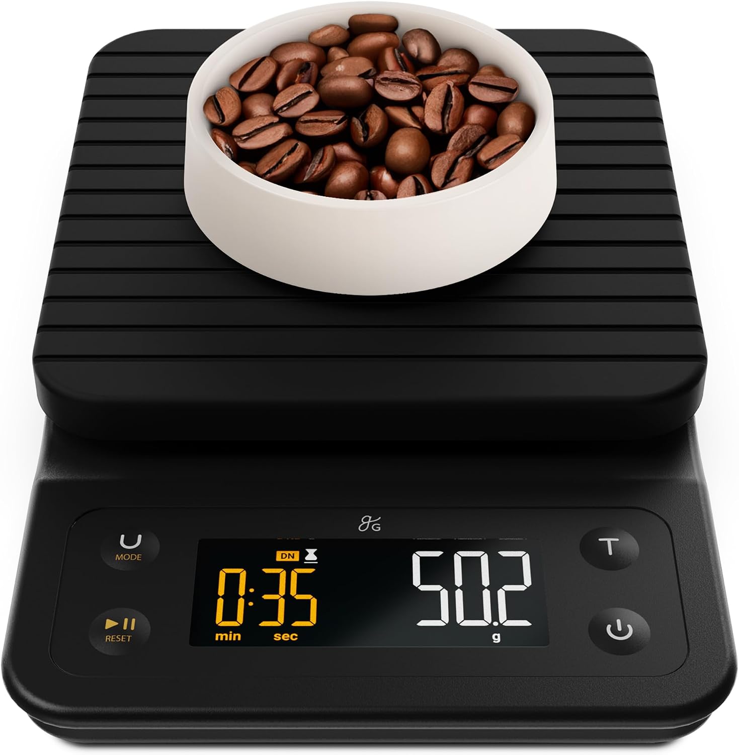 aesthetic coffee station Greater Goods digital coffee scale timer