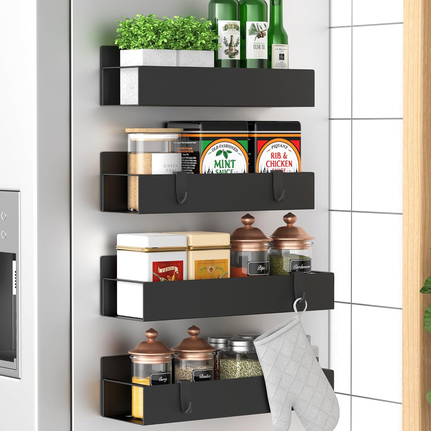 fridge organization aesthetic HuggieGems magnetic spice rack