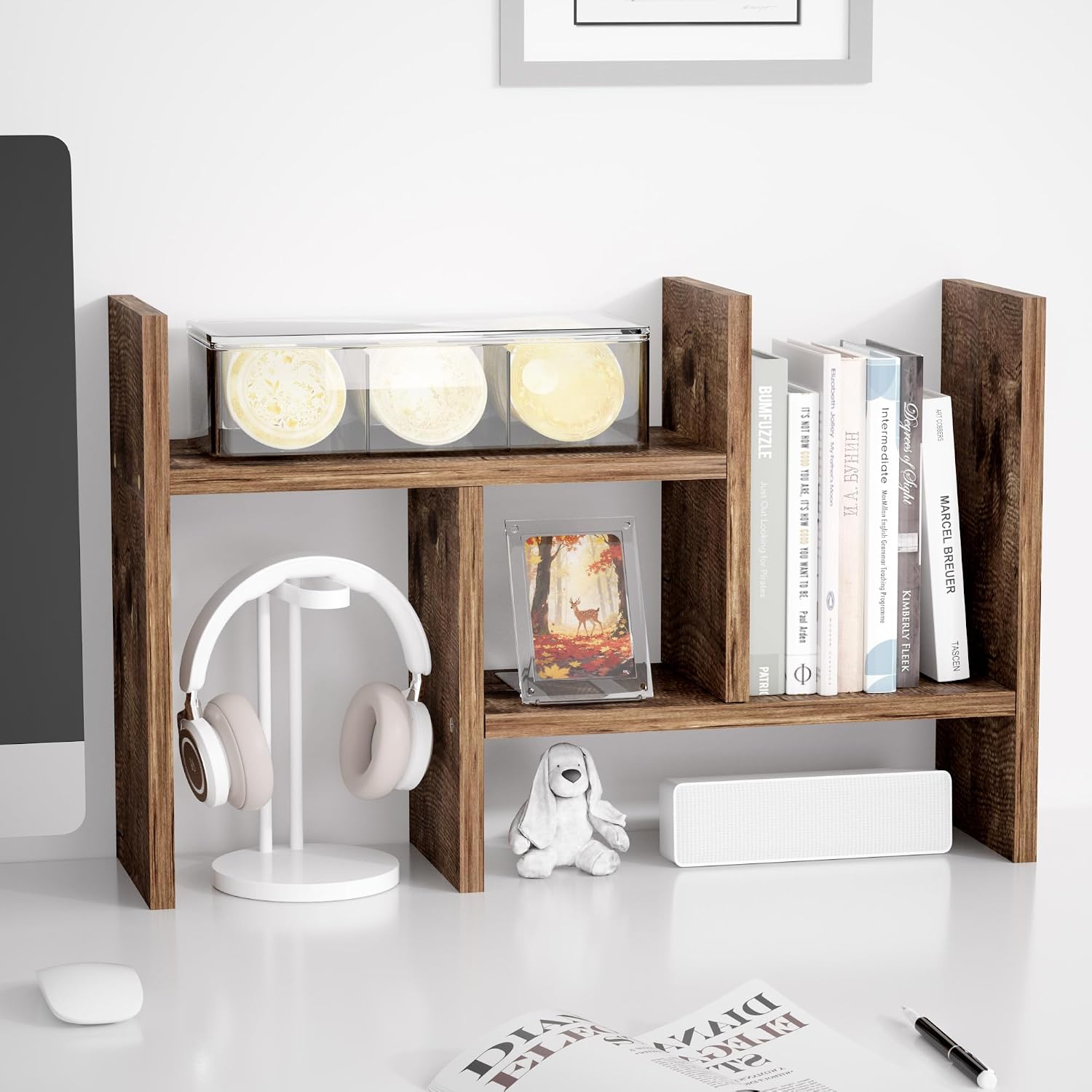 aesthetic desk organizer Jerry Maggie adjustable wood display shelf