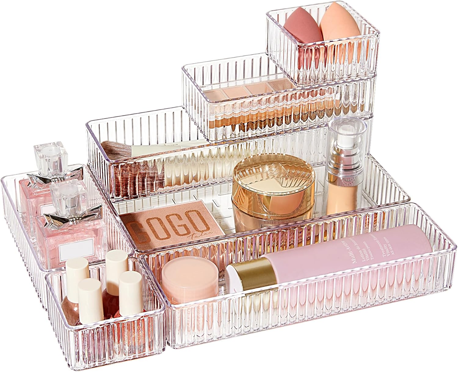 aesthetic bathroom organization Vtopmart clear makeup drawer organizer bins