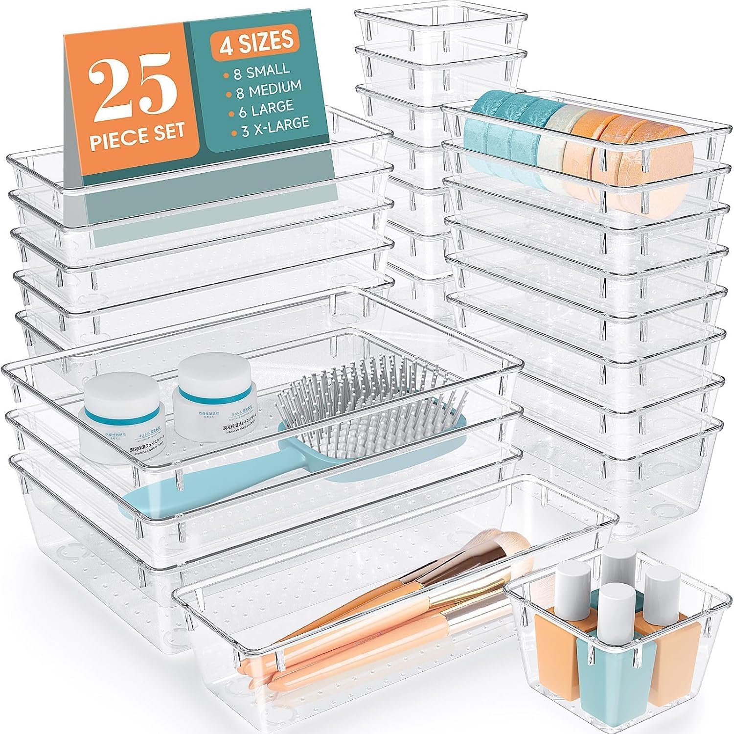 aesthetic bathroom organization WOWBOX clear plastic drawer organizer set