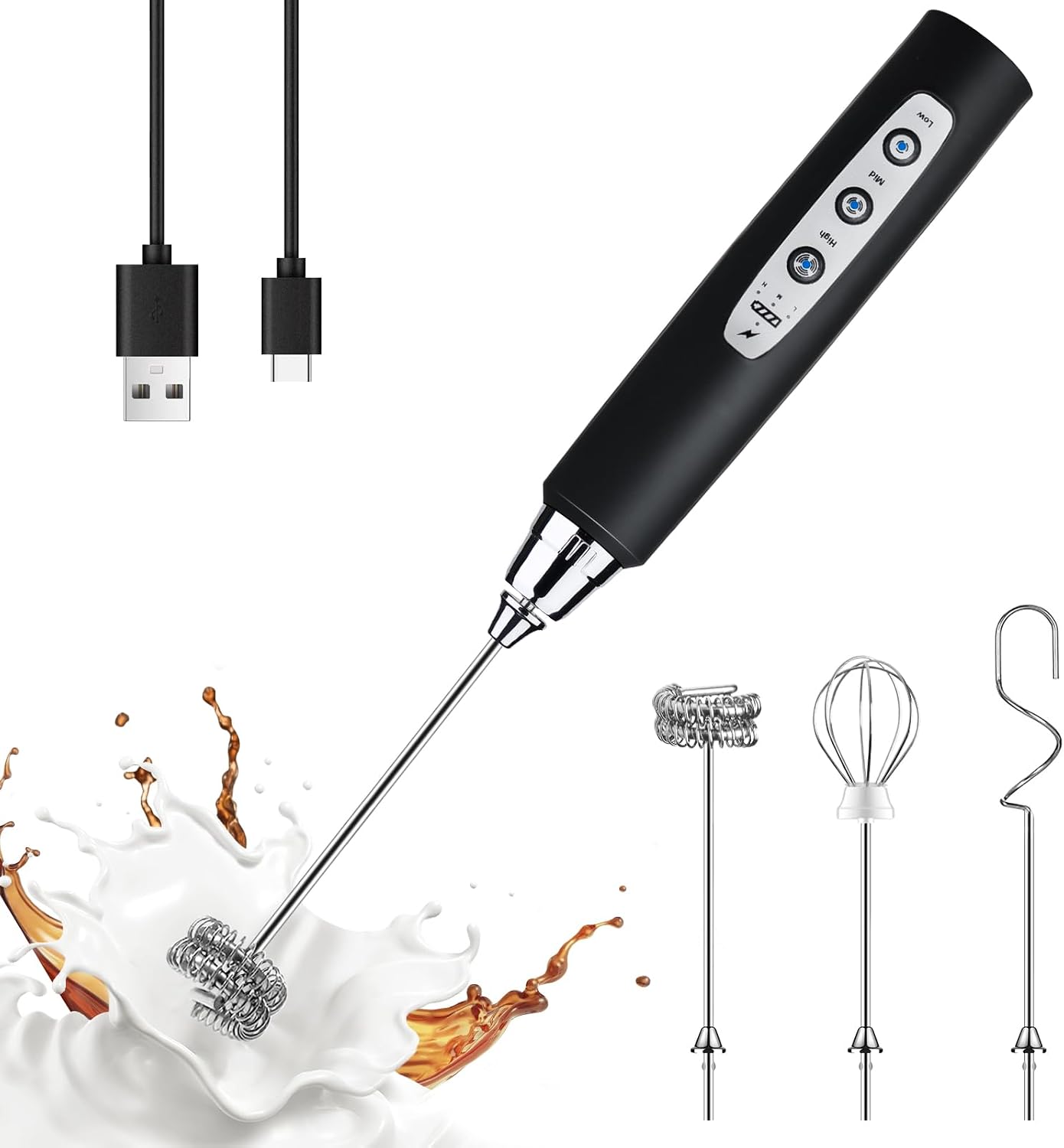 aesthetic coffee station YUSWKO handheld milk frother wand